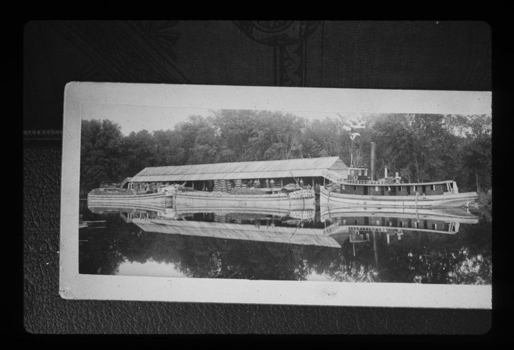 Miniature of Lumber boats tied up at Shade Roller Factory