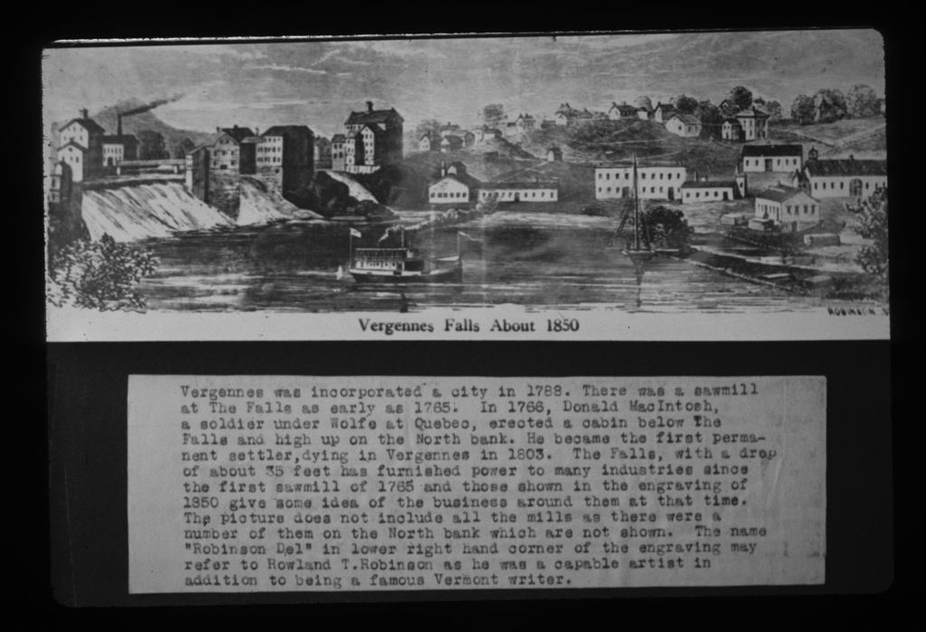 Miniature of Vergennes Falls 1850