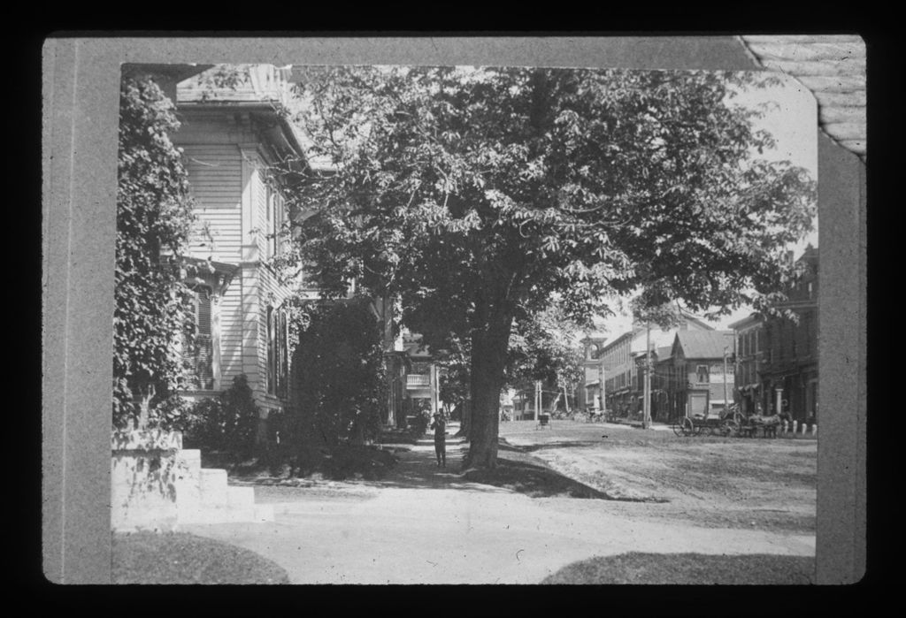 Miniature of Back steps in foreground of Colby Block; Steven's House porch seen