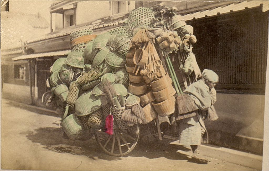 Miniature of A man carrying his goods to a shop