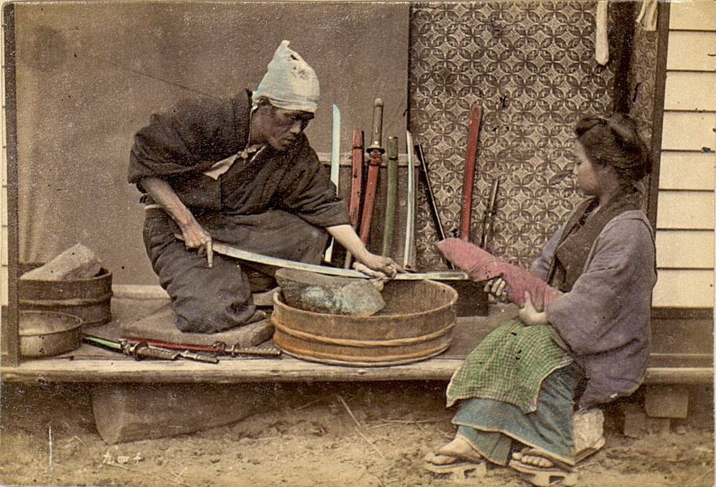 Miniature of Sword sharpener practicing his trade