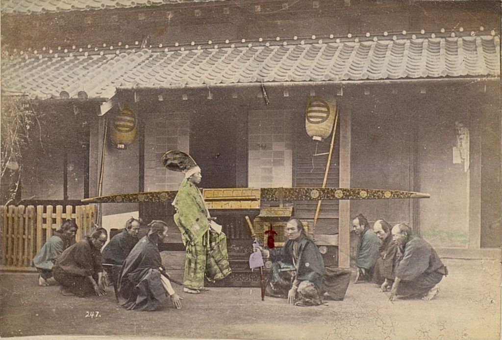 Miniature of Samurai bowing before their lord