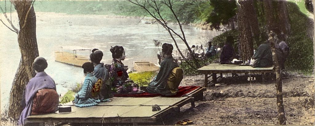 Miniature of Groups of people eating lakeside