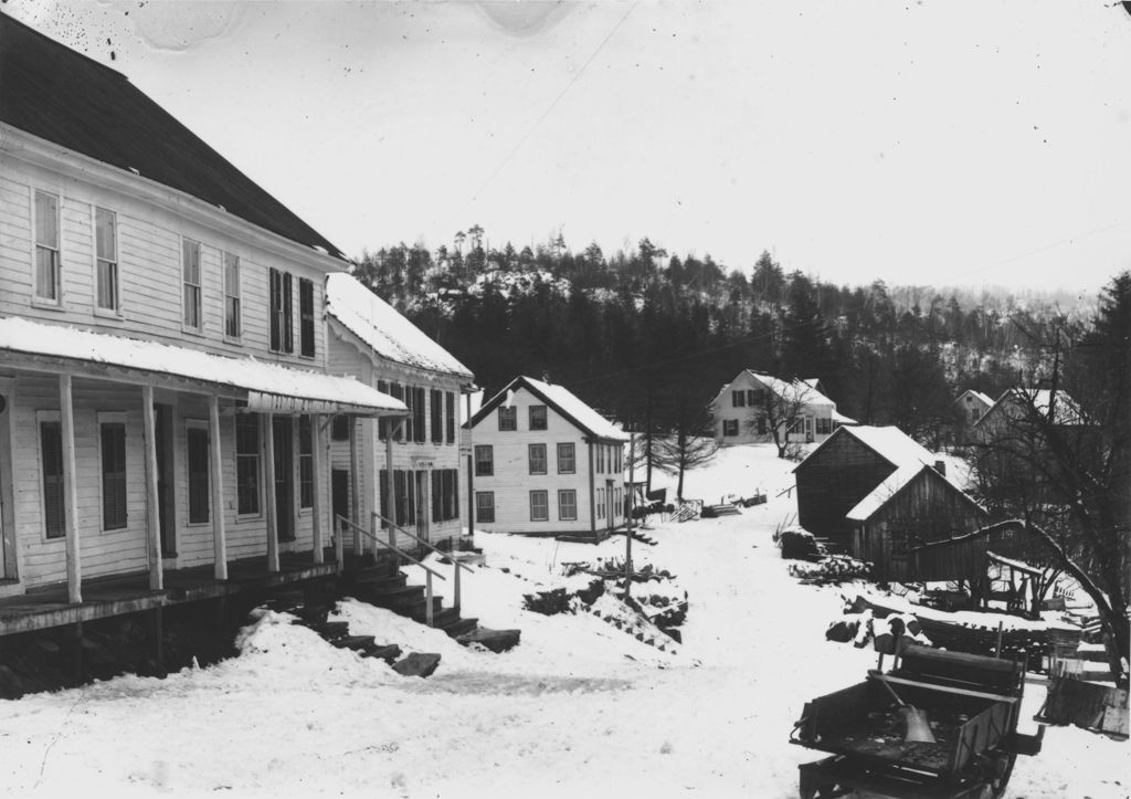 Miniature of Moody's Store in the village of East Dover, Vt. in winter]