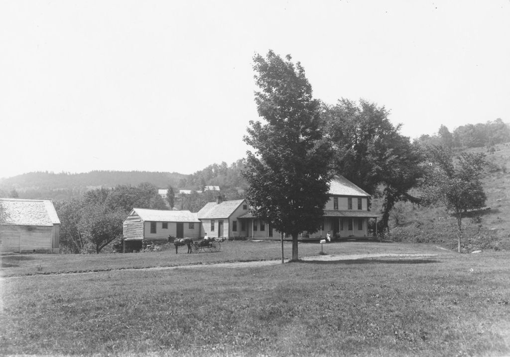 Miniature of Victorian House on Dover Common, with horse and buggy in front