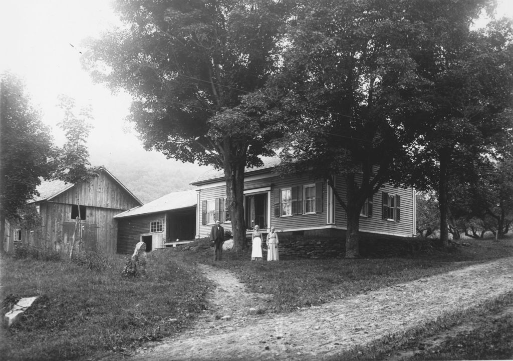 Miniature of Farmhouse with people in front, either the Phillips, Cook or Pratt house