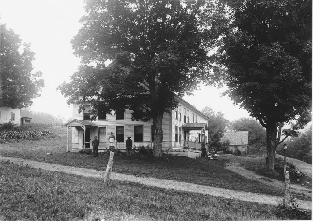 Miniature of Farmhouse with people in front, either the Phillips, Cook or Pratt house