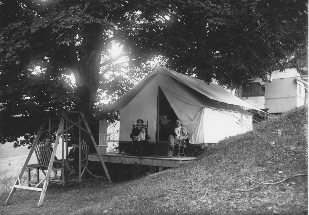 Miniature of Mr. Nichol's Campsite with Four People and a Dog, in Halifax