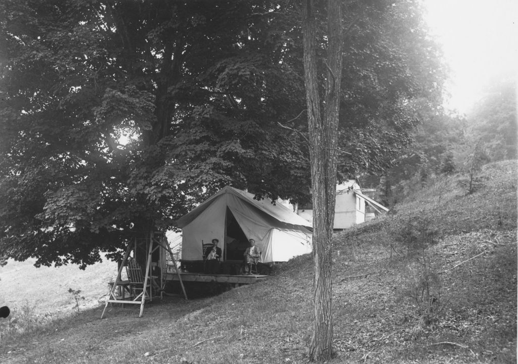 Miniature of Mr. Nichol's Campsite with Four People and a Dog, in Halifax