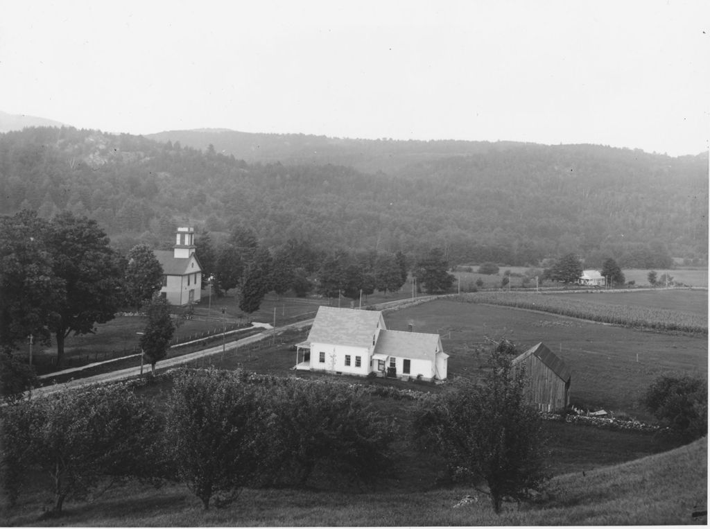 Miniature of Baptist Church and Parsonage in Jamaica, VT Landscape