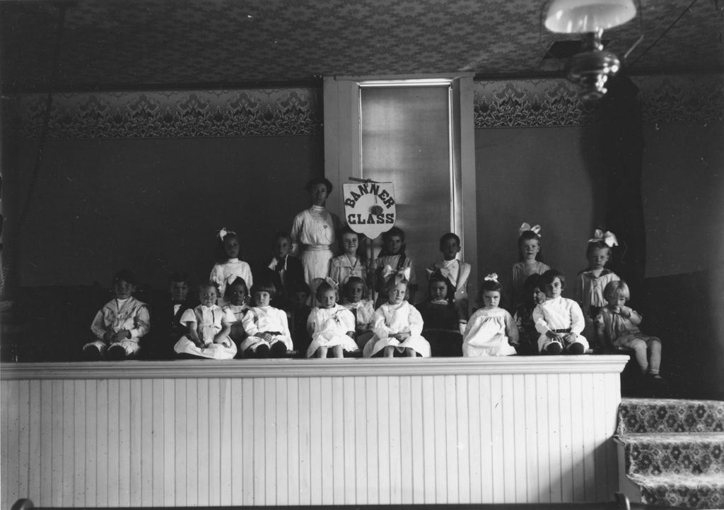 Miniature of Miss Clark and her Sunday School Class Inside Building in Jamaica, Vt.