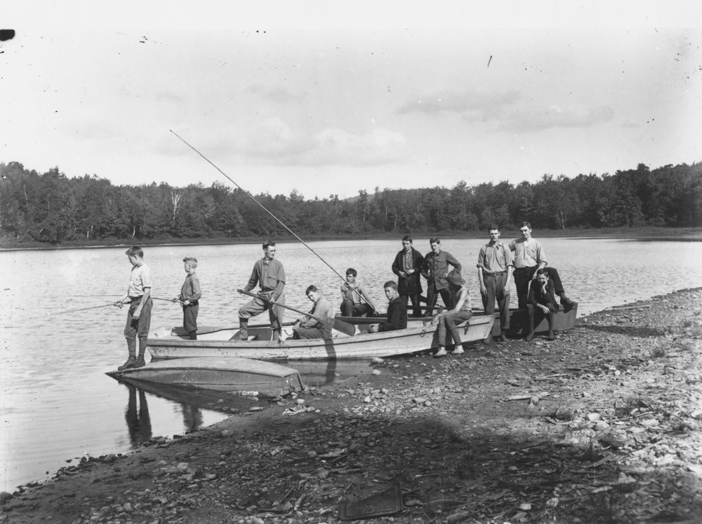 Miniature of Boy Scouts Fishing on South Pond, Marlboro, Vt.