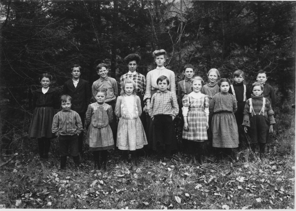 Miniature of Children and Teacher Miss Cole at the South Branch School, Marlboro, Vt.