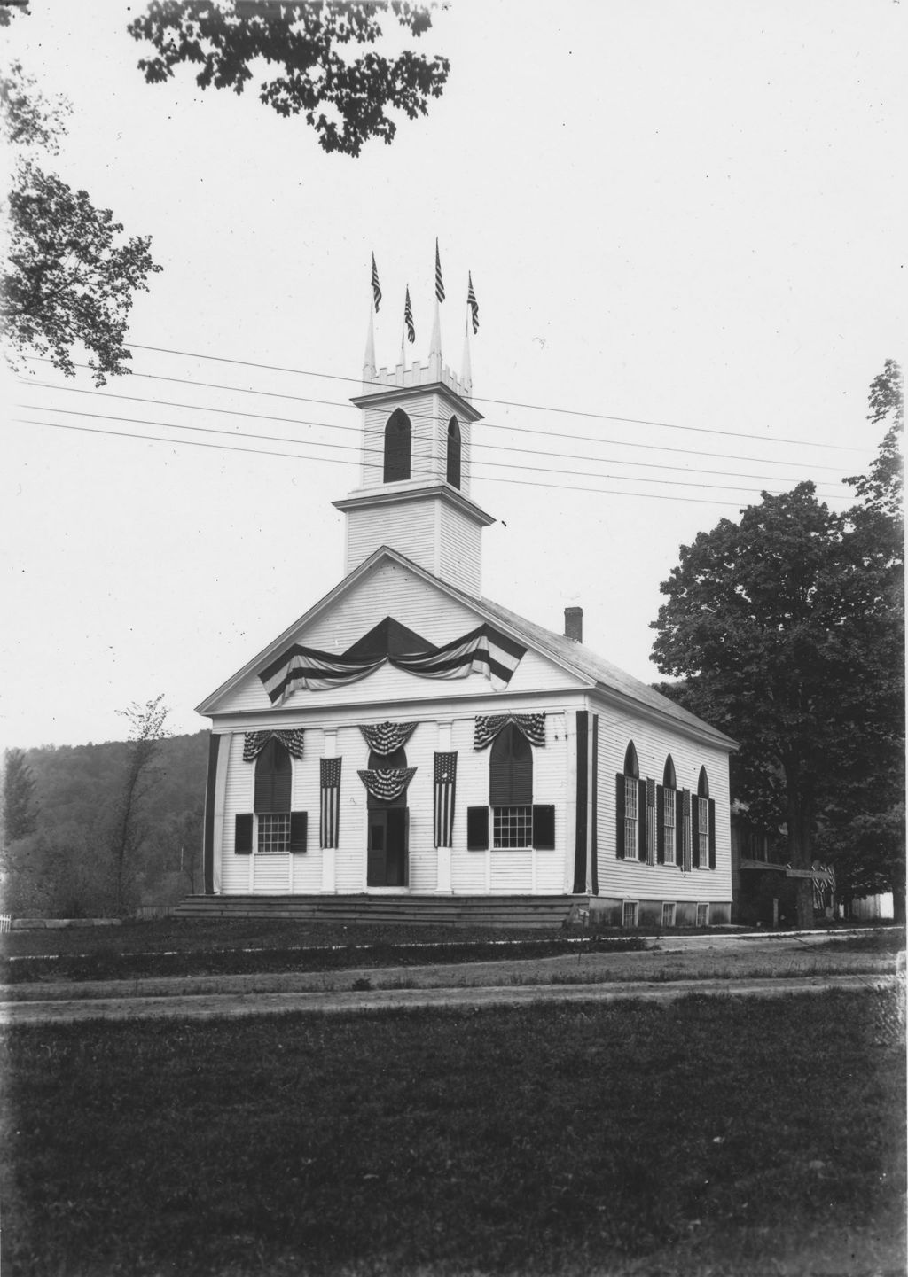 Miniature of Church/Town Hall with July 4th decorations, Newfane, Vt.