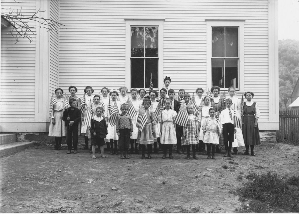 Miniature of School Class Picture with 23 American Flags, Newfane, Vt.