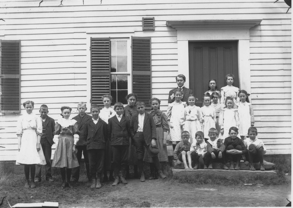 Miniature of School Class Picture with Teacher Fred Gilbert, Newfane, Vt.