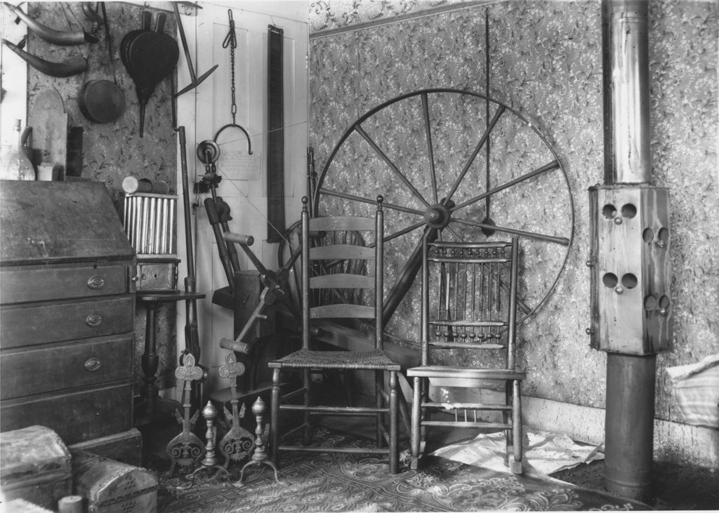 Miniature of Interior of House with Spinning Wheel