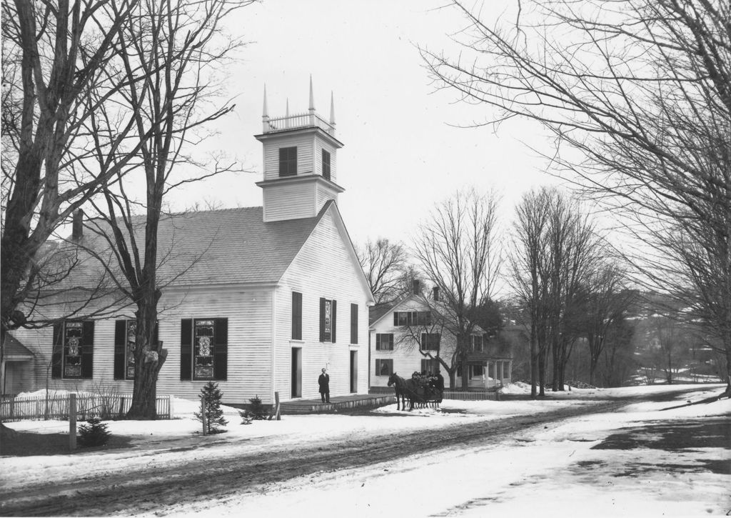 Miniature of Mrs. Willard delivering people in a sleigh to church, South Newfane, Vt.