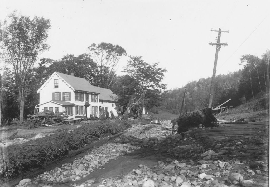 Miniature of Flood damage at Rev. R.H.Claxon house and on road, South Newfane, Vt.