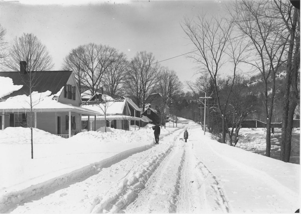 Miniature of Man and Child on a snowy road, South Newfane, Vt.