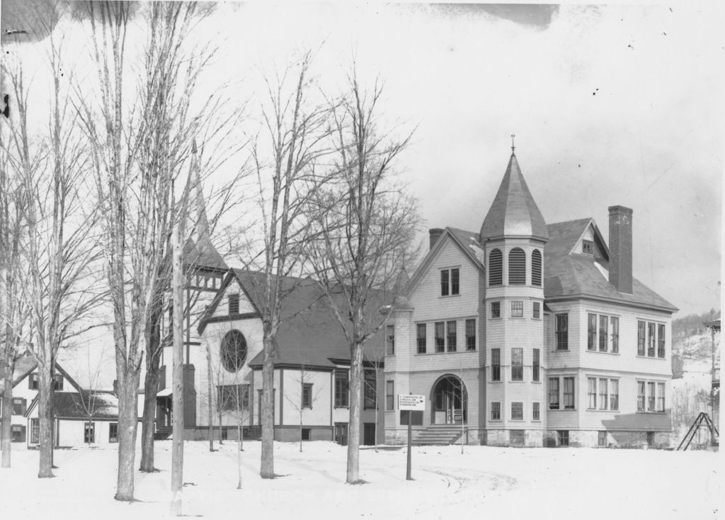 Miniature of Baptisit Church and Leland & Gray Seminary, Townshend, Vt.