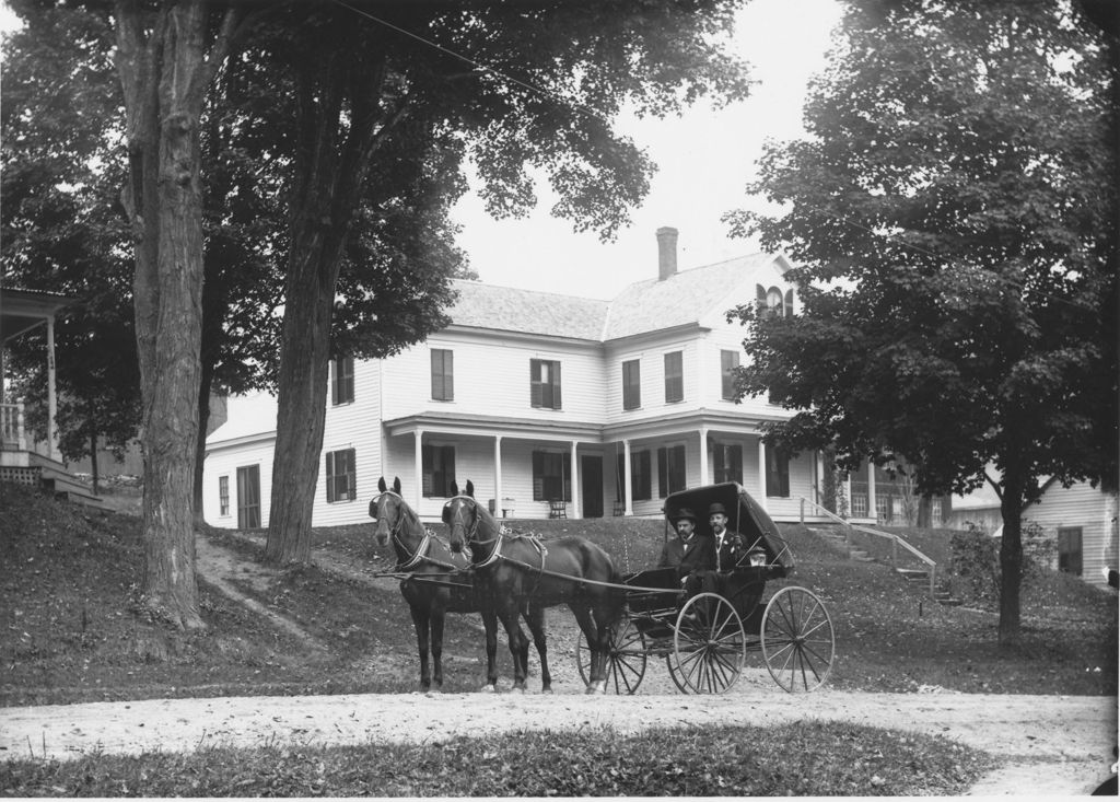 Miniature of Dr. White & Mr. Munn in the back of a buggy, Williamsville, Vt.