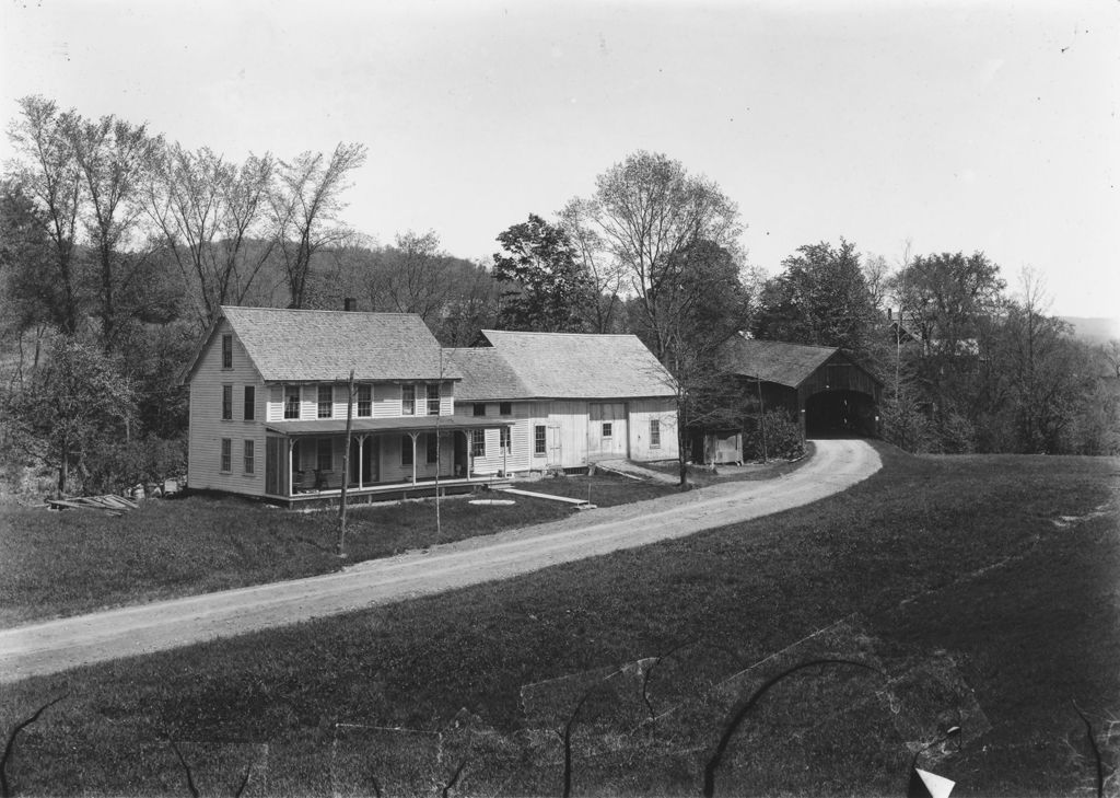 Miniature of Unidenified house, barn, and covered bridge, Williamsville, Vt.