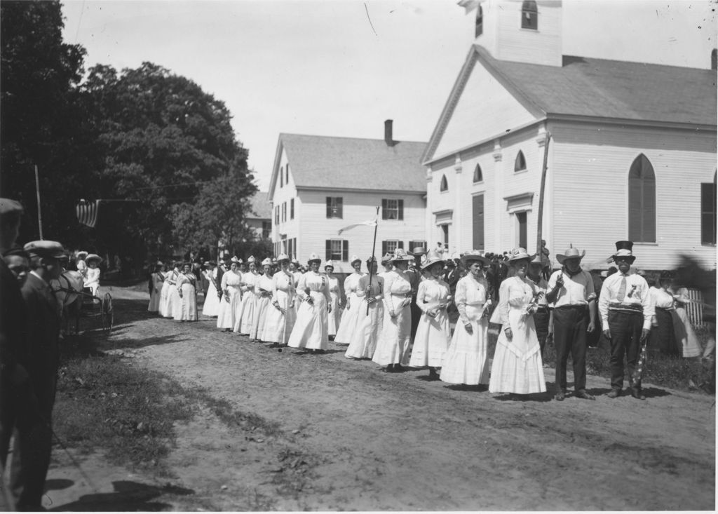 Miniature of Women marching in parade, in front of Williamsville church