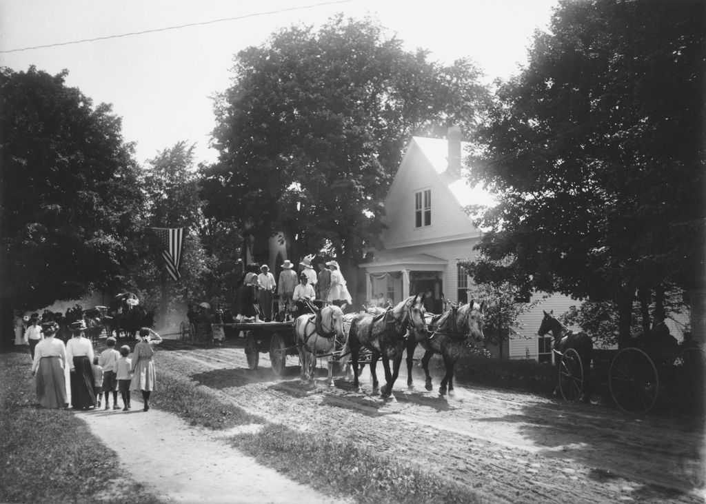 Miniature of Team of horses pulling a parade float, Willimasville, Vt.