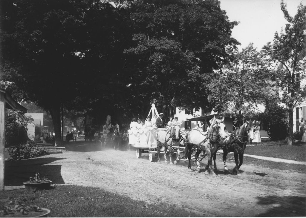 Miniature of Team of horses pulling a parade float, Willimasville, Vt.