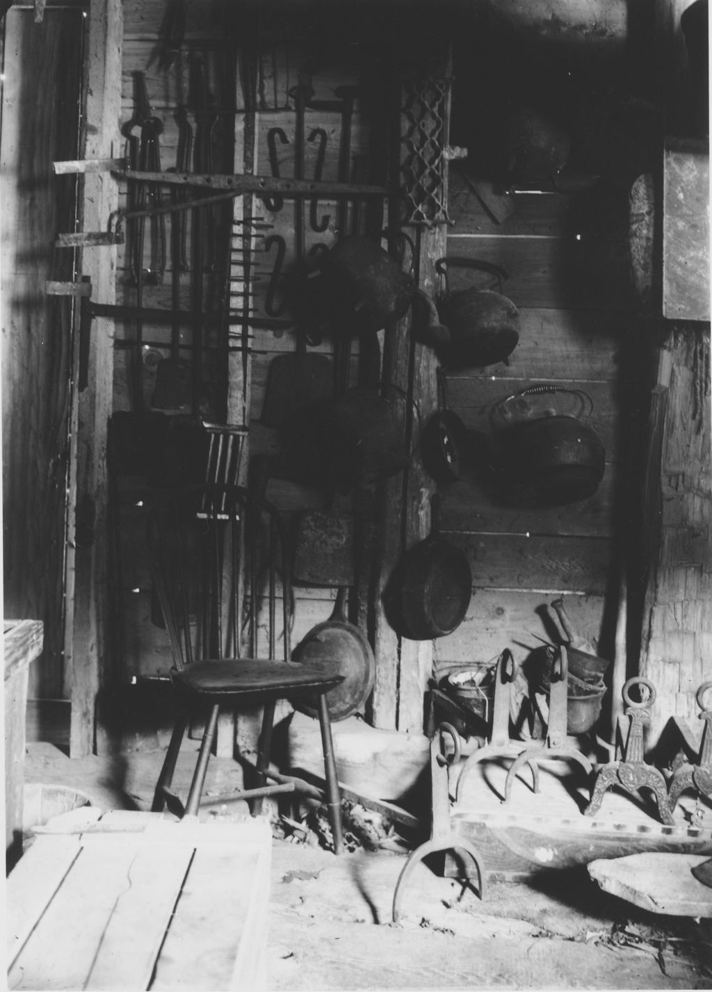 Miniature of M.O. Howe's house interior with fireplace implements, Newfane, Vt.