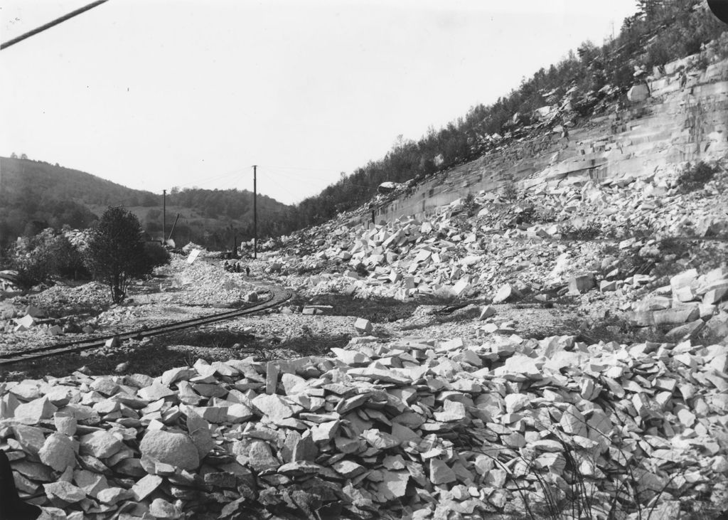 Miniature of Rock quarry and railroad tracks, West Dummerston, Vt.