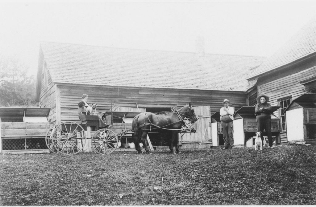 Miniature of The Seeley Place, with residences, dogs, and horse cart out in front, South Newfane, Vt'