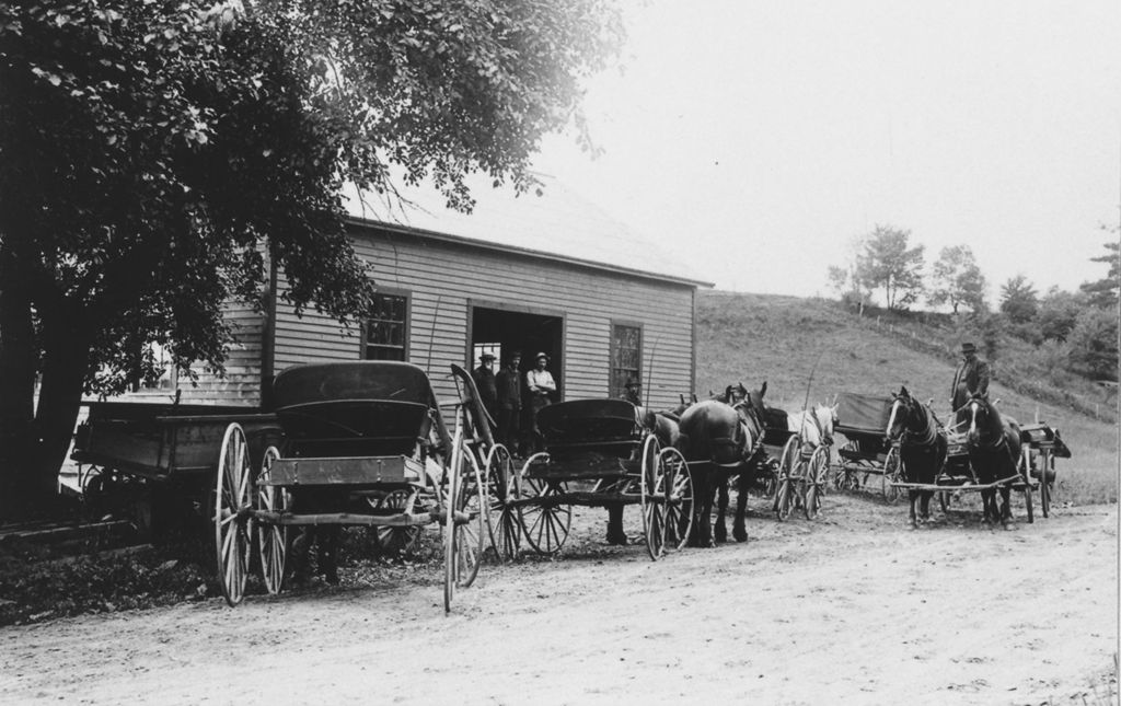 Miniature of Several horse and buggies outside building in Windham County,Vermont