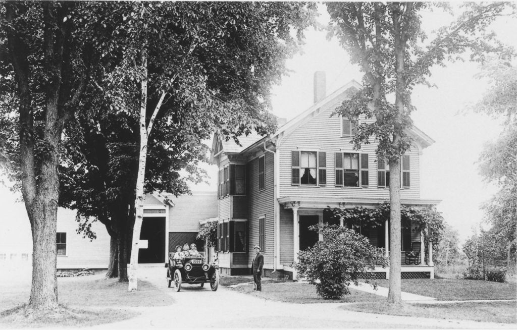 Miniature of Family in automobile next to their house in Windham County,Vermont