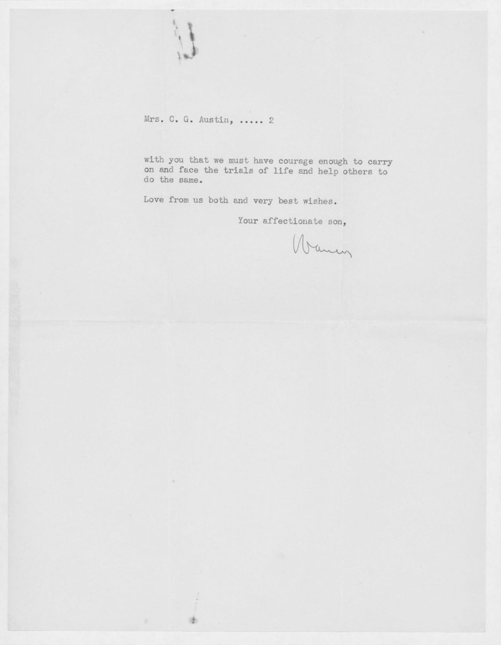 Miniature of Letter to Mrs. C.G. (Ann) Austin, February 15, 1933