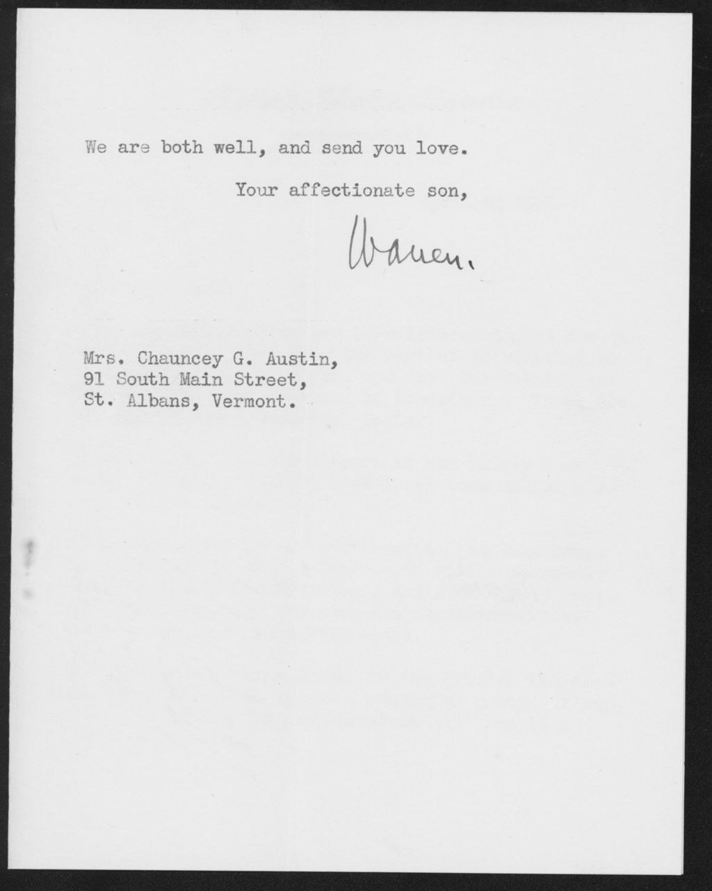 Miniature of Letter to Mrs. C.G. (Ann) Austin, April 06, 1935