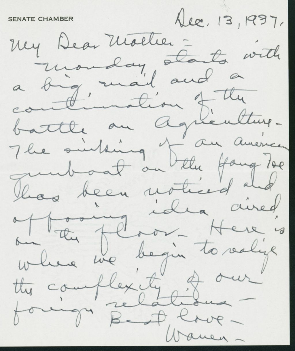 Miniature of Letter to Mrs. C.G. (Ann) Austin, December 13, 1937