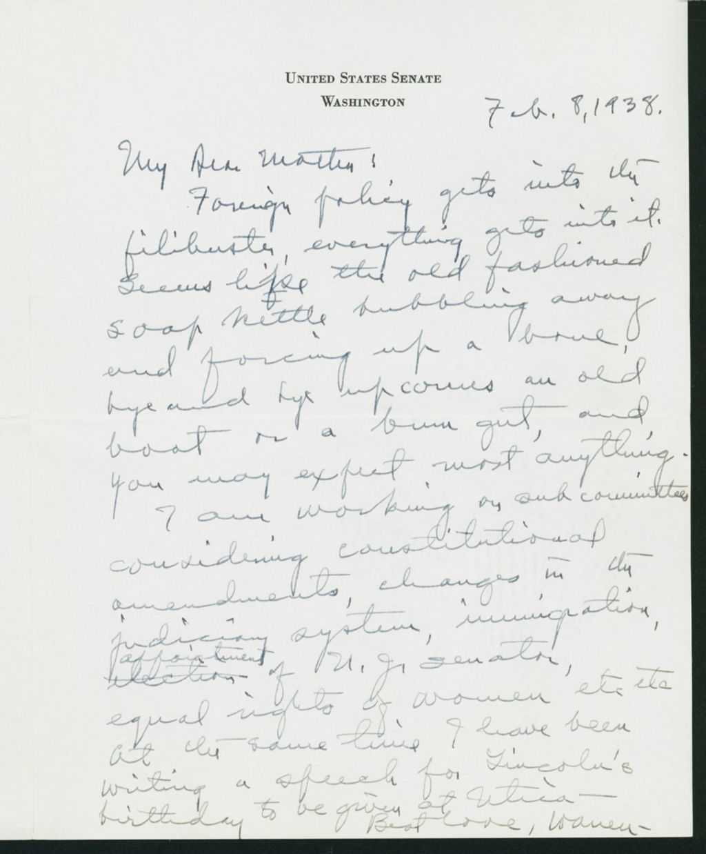Miniature of Letter to Mrs. C.G. (Ann) Austin, February 9, 1938