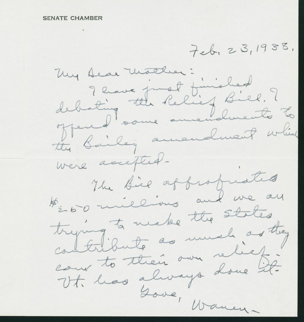 Miniature of Letter to Mrs. C.G. (Ann) Austin, February 23, 1938