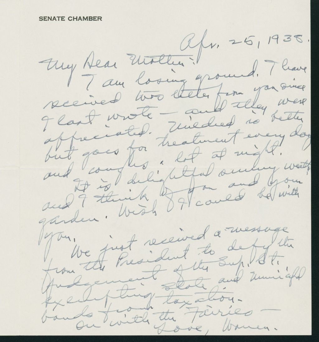 Miniature of Letter to Mrs. C.G. (Ann) Austin, April 25, 1938