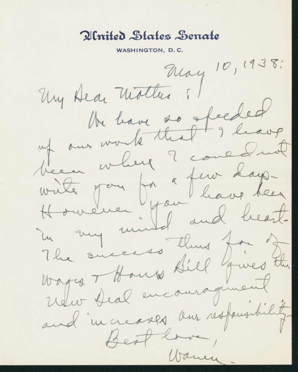 Miniature of Letter to Mrs. C.G. (Ann) Austin, May 10, 1938