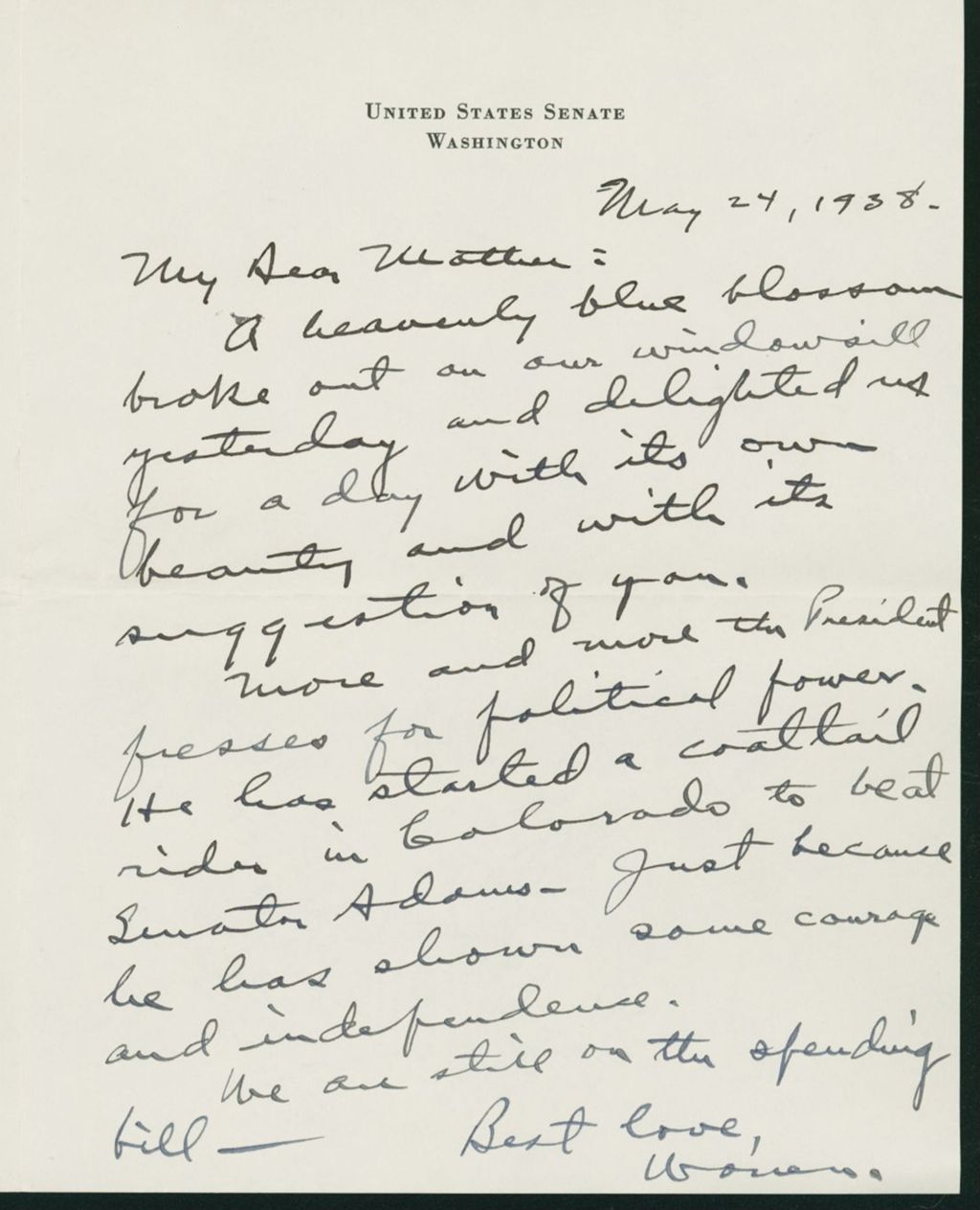 Miniature of Letter to Mrs. C.G. (Ann) Austin, May 24, 1938