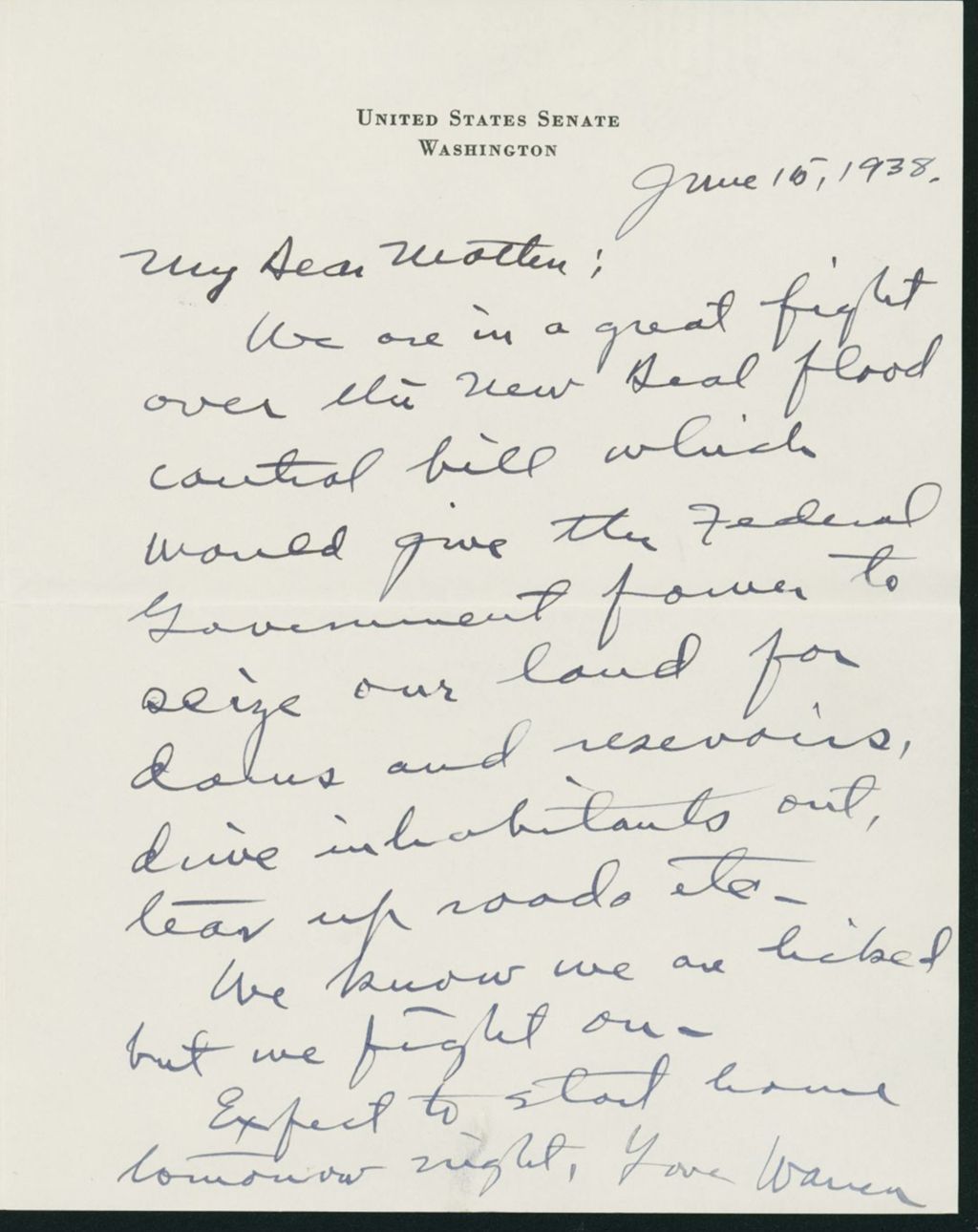 Miniature of Letter to Mrs. C.G. (Ann) Austin, June 15, 1938