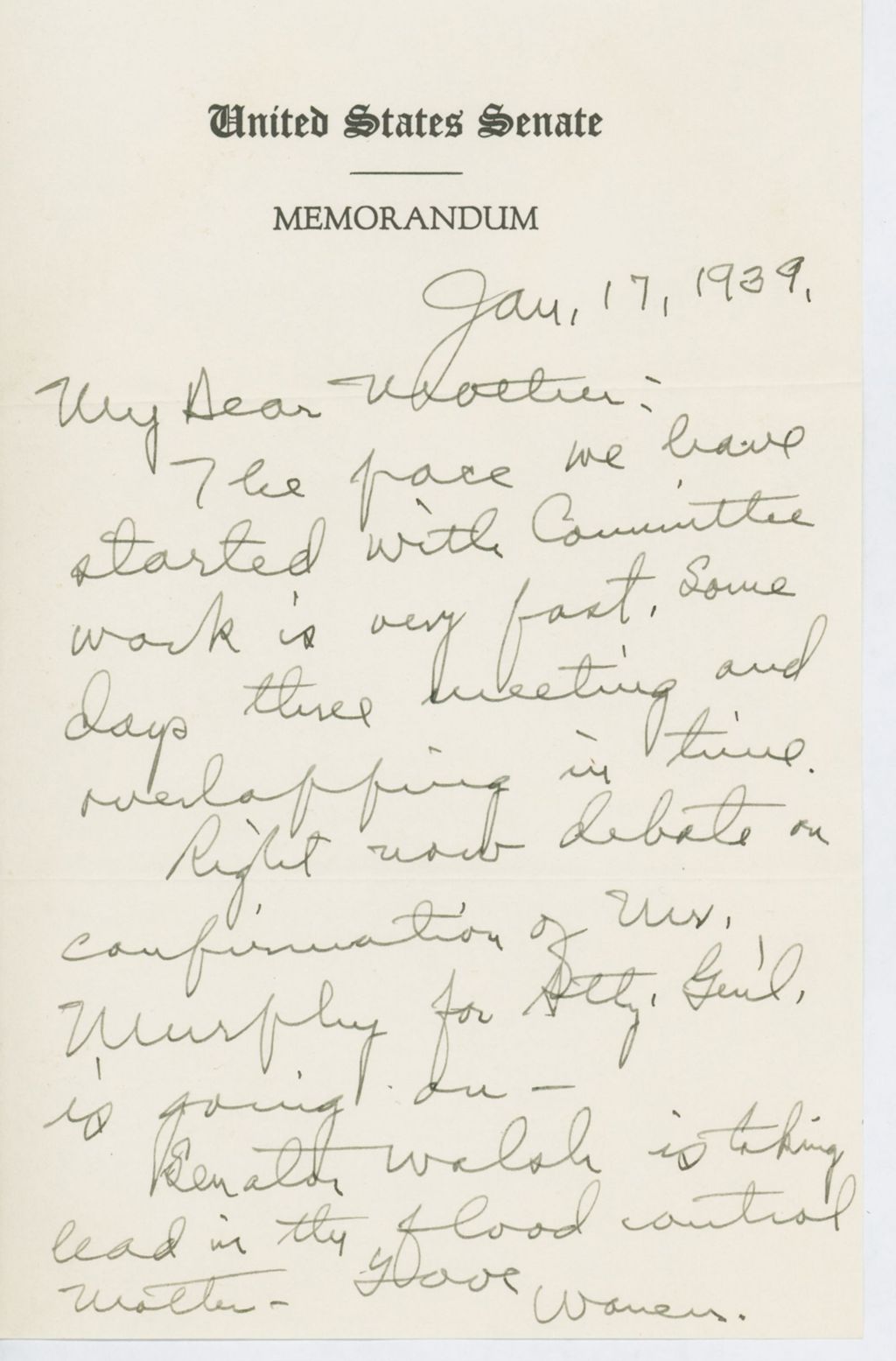 Miniature of Letter to Mrs. C.G. (Ann) Austin, January 17, 1939