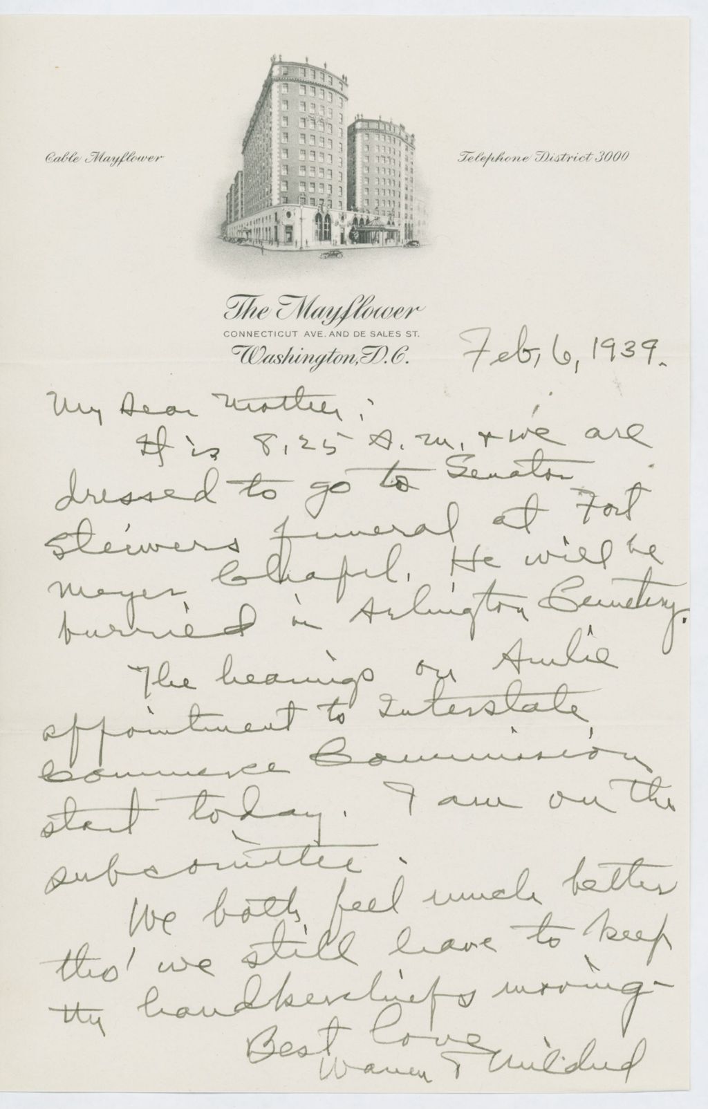 Miniature of Letter to Mrs. C.G. (Ann) Austin, February 6, 1939