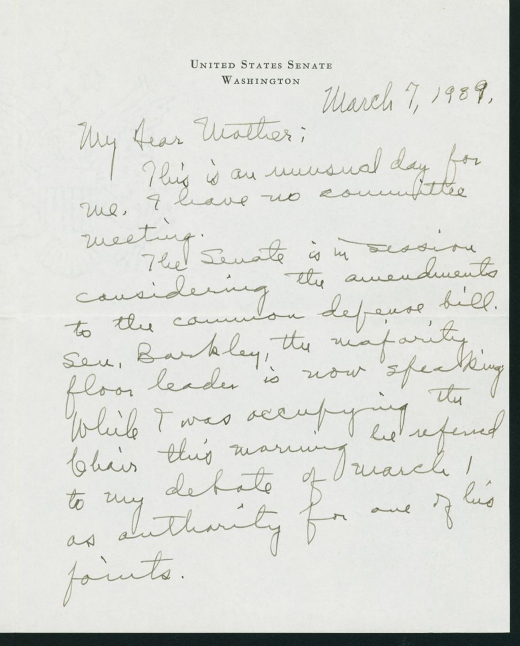 Miniature of Letter to Mrs. C.G. (Ann) Austin, March 7, 1939