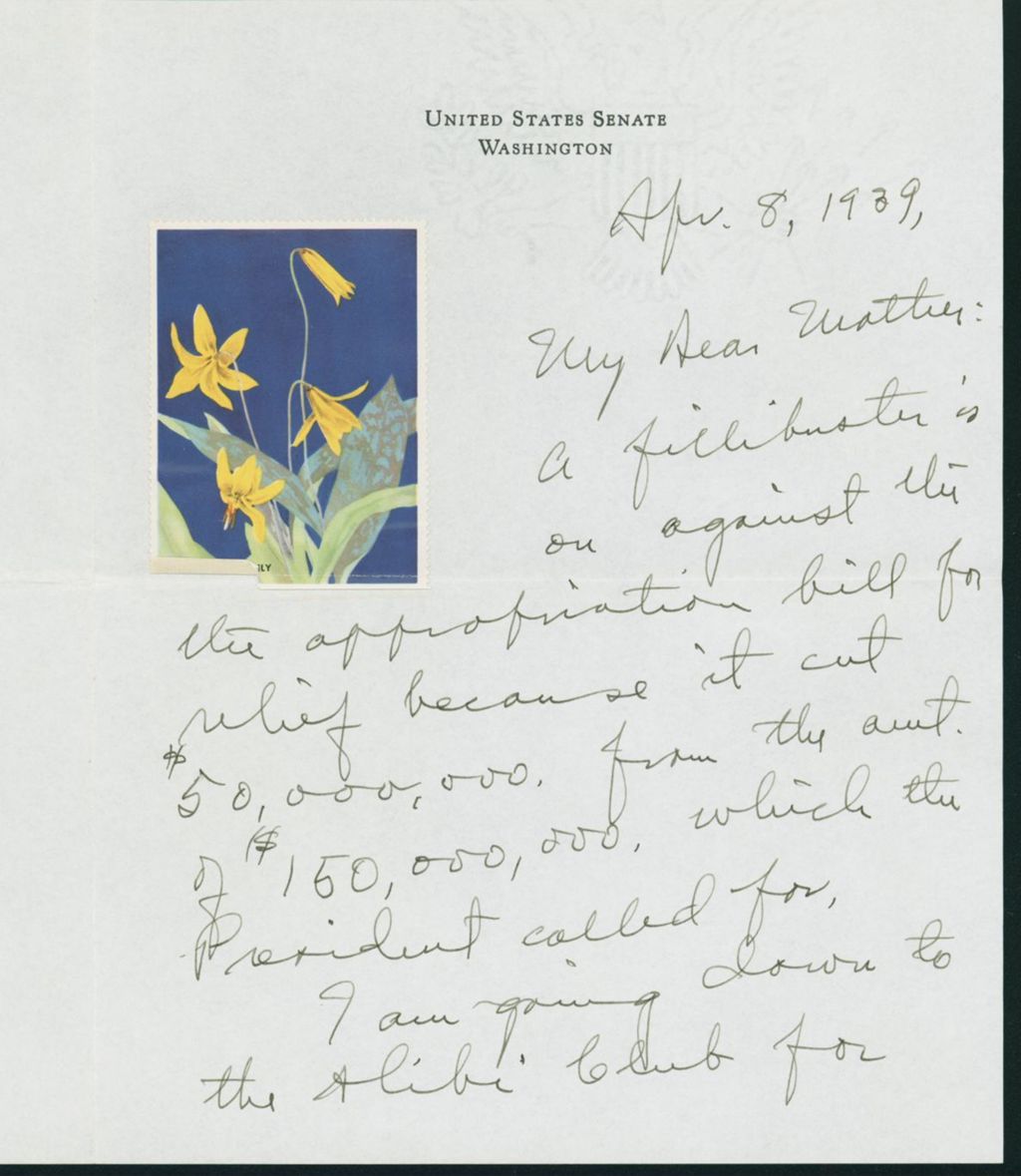 Miniature of Letter to Mrs. C.G. (Ann) Austin, April 8, 1939