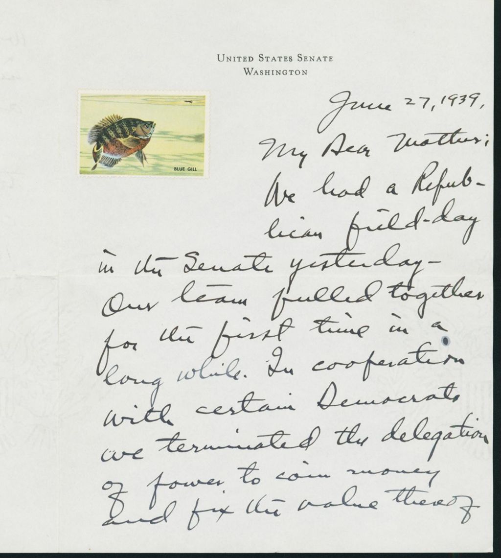 Miniature of Letter to Mrs. C.G. (Ann) Austin, June 27, 1939