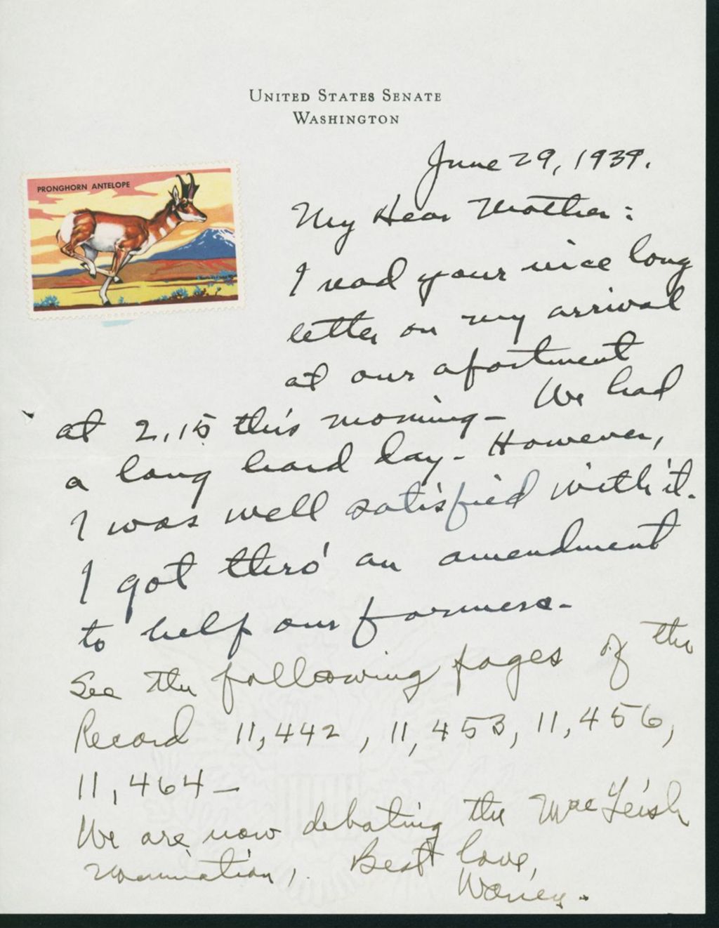 Miniature of Letter to Mrs. C.G. (Ann) Austin, June 29, 1939